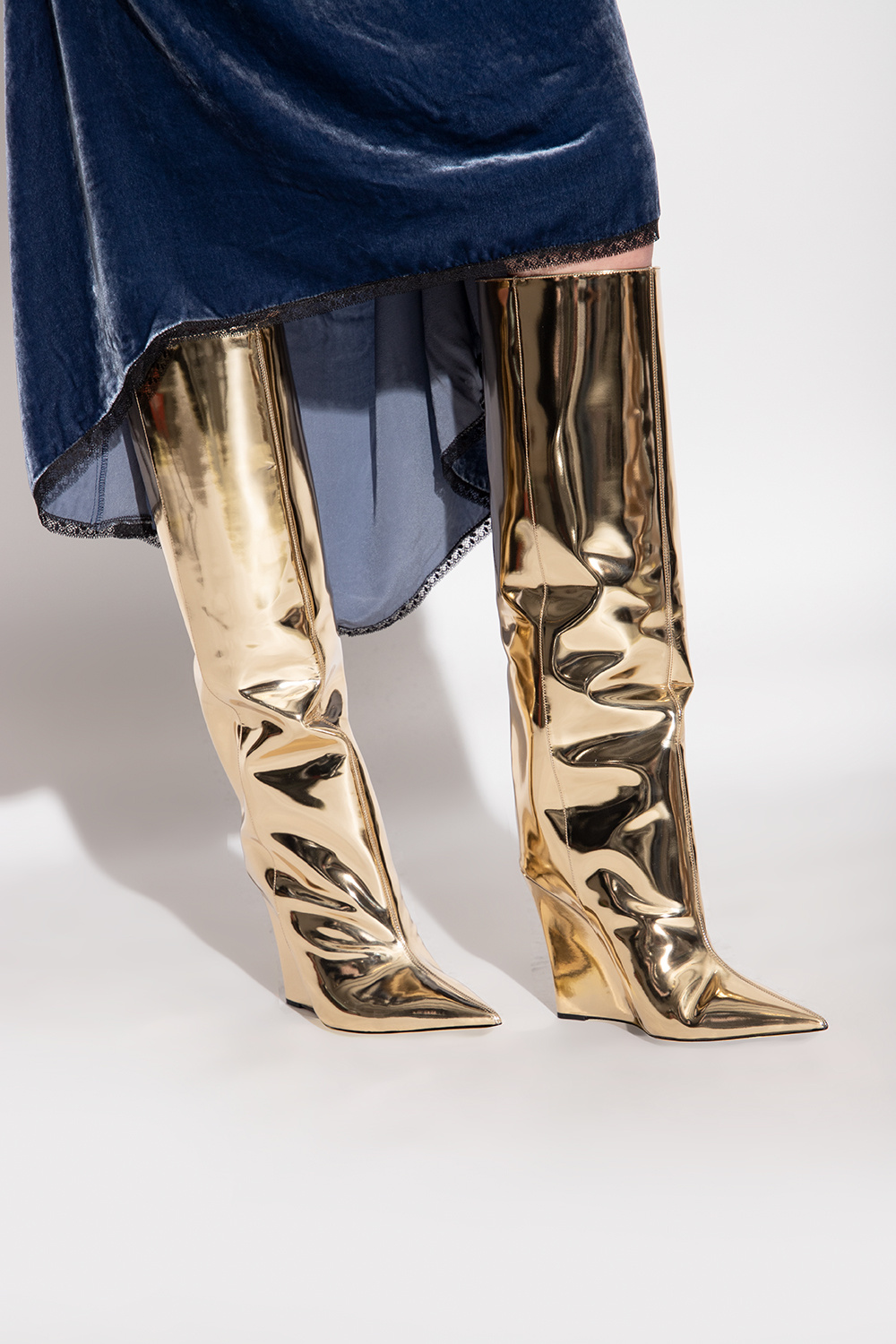 Gold shop wedge boots